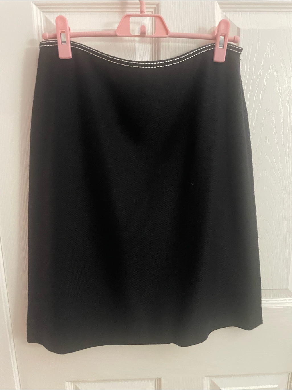 Ann Taylor Black A-Line Skirt With White Topstitch
